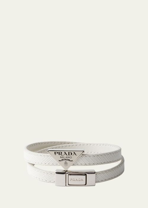 Men's Saffiano Leather Logo Bracelet