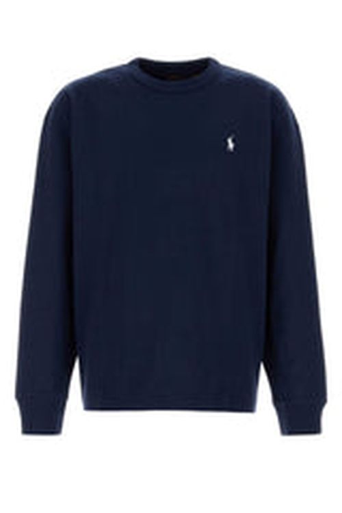 Logo-Embroidered Cotton Sweatshirt — Navy