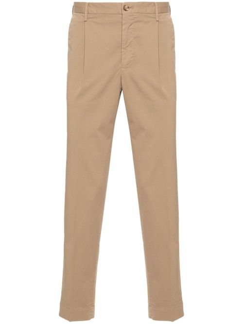 Stretch-cotton tapered trousers - Brown