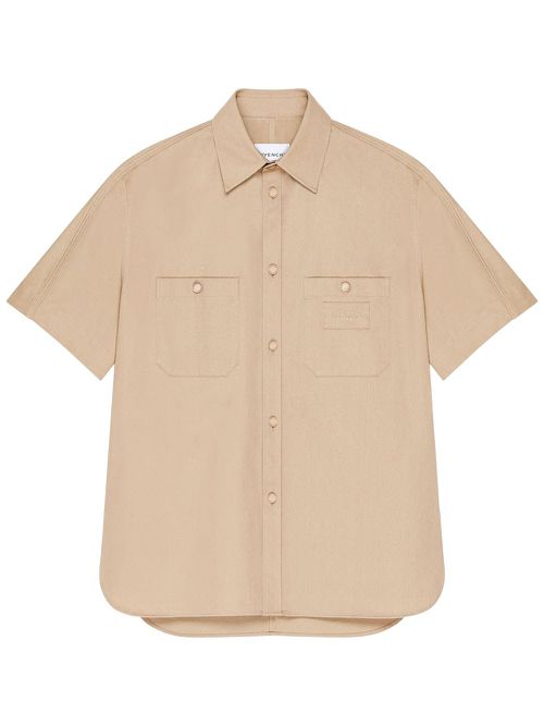Couture Seam Cotton Shirt With Paris Patch
