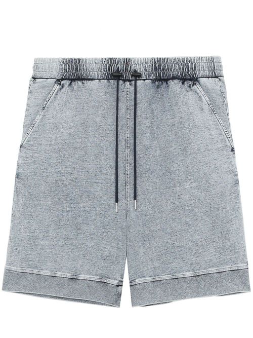 Elasticated-waist cotton shorts - Blue