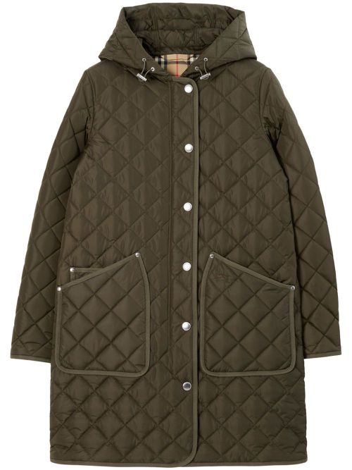 Quilted hooded coat - Green