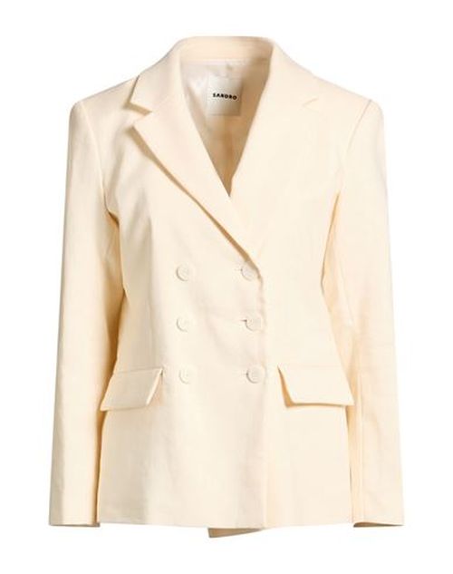 Woman Blazer Cream Size 8 Linen, Cotton, Elastane