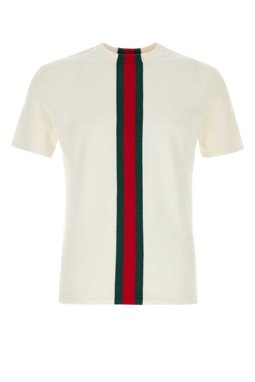 Web Stripe Crewneck T-Shirt — White
