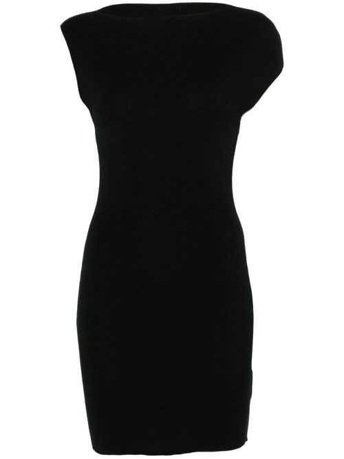 Asymmetric knit mini dress - Black