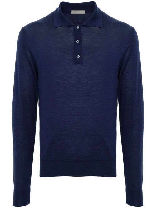 Fine-knit polo shirt - Blue