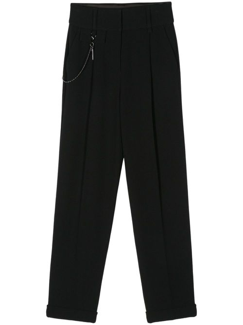 Pleat-detail straight-leg trousers - Black