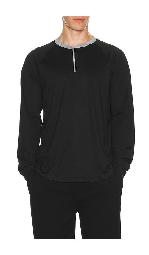 Barefoot Dreams Triblend Henley in Black. - S also in M, L, XL/1X