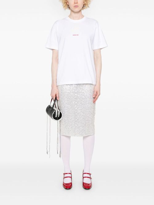 Floral-appliqué T-shirt - White