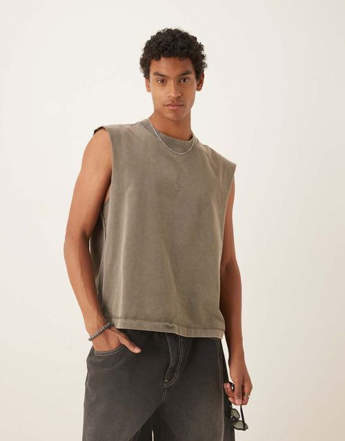 Abercrombie & Fitch cropped sleeveless tank top in brown