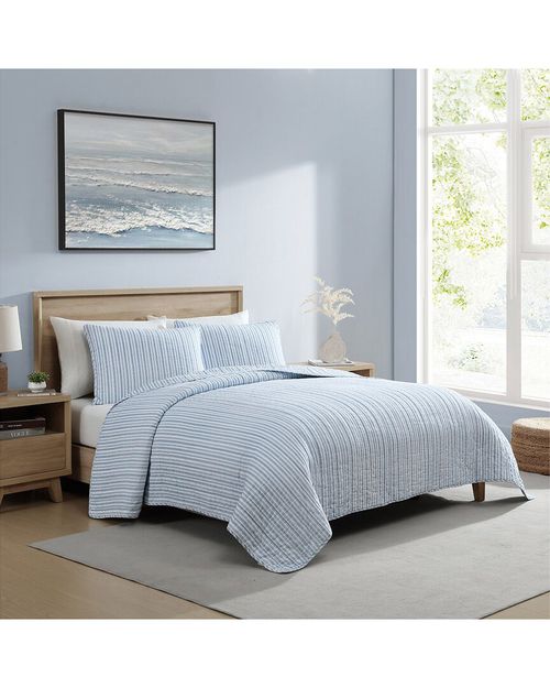 Coleridge Stripe Reversible Cotton Quilt Set