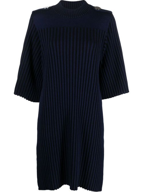 Ribbed knitted midi dress - Blue