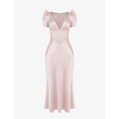 Womens Soft Peach Rafaela Lace-panel Stretch-silk Midi Dress
