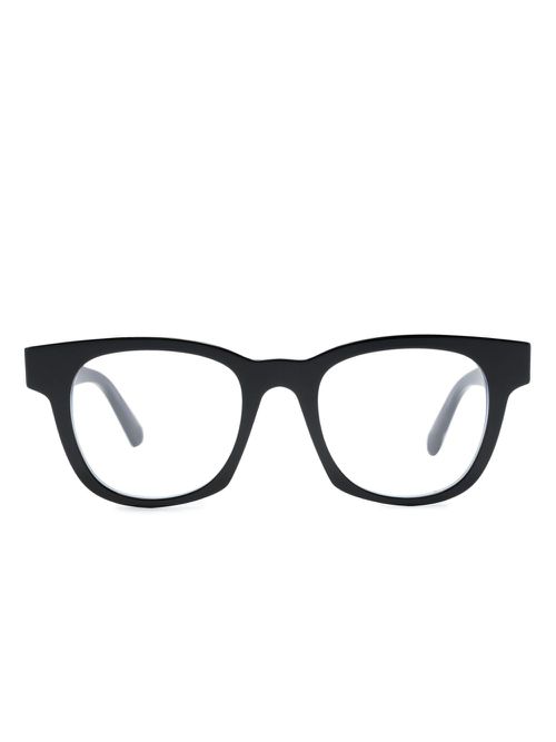 Logo-plaque wayfarer-frame glasses - Black