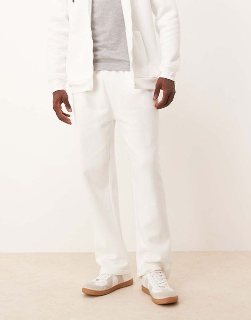 Wide leg joggers in cream-White