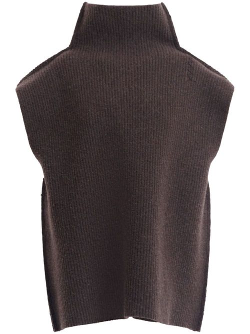 High neck mini dress - Brown