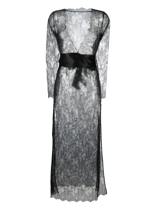 Rendez-Vous floral-lace wrap dress - Black