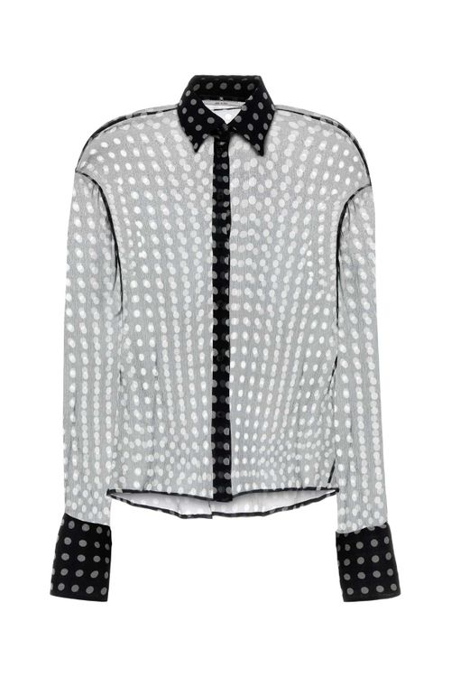 Polka-Dot Silk Shirt — Gray