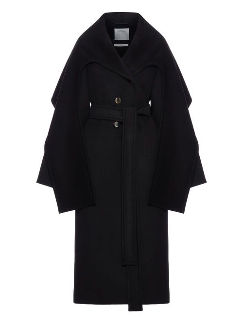 Shawl-collar belted coat - Black
