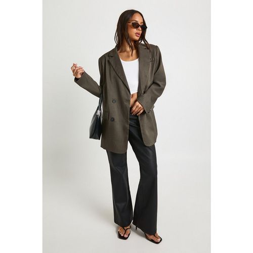Boohoo Womens Faux Leather V Waistband Flare Trouser - Black
