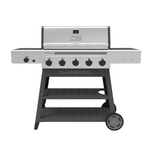 Performance Series™ FlavorMax™ 5 Burner Gas Grill Cart with Side Burner Gray Stainle