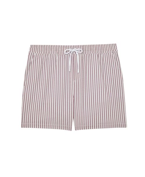 Men's Bay Seersucker Stripe Swim Shorts - Rose Pink, White