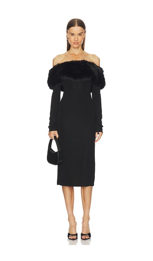 L'Academie by Marianna Nara Midi Dress in Black. XL. Also in L, M, S