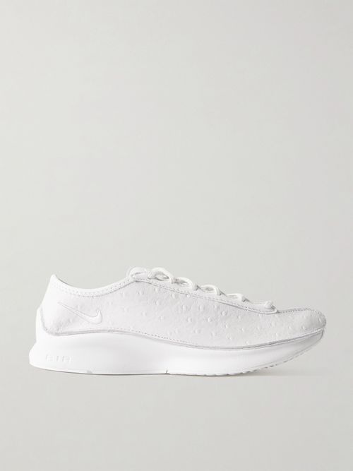 Air Superfly Ostrich-effect Leather Sneakers - Off-white