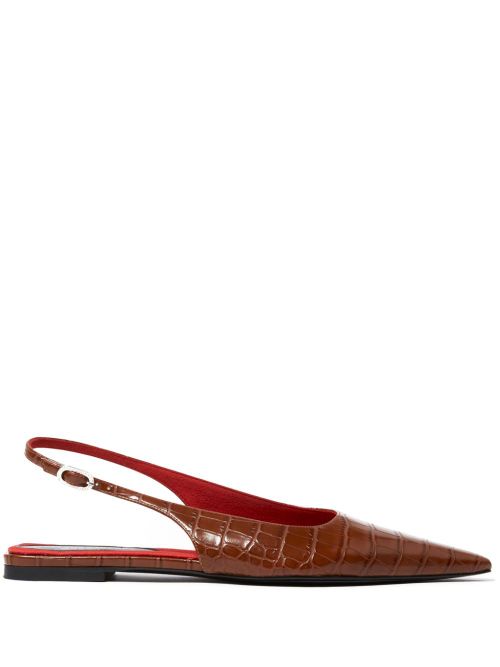 Elsa crocodile-embossed ballerina shoes - Brown
