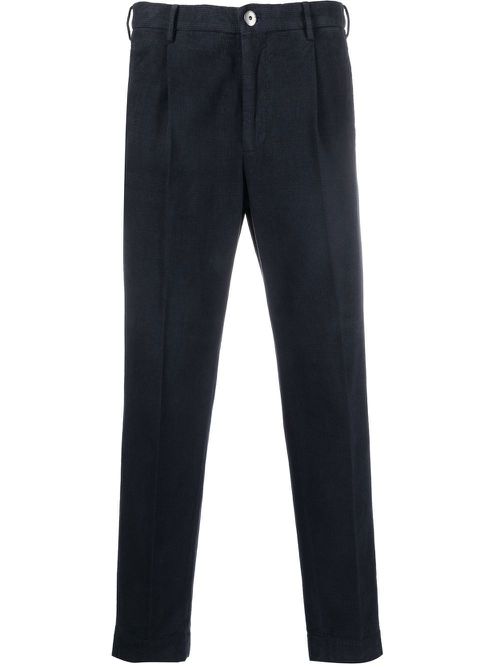 Tapered-leg cotton trousers - Blue