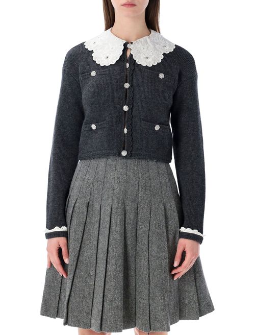 SELF PORTRAIT Lace-collar Button Cardigan