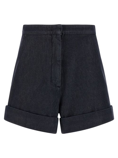 Cotton Yarn-Dyed Bermuda Shorts — Blue