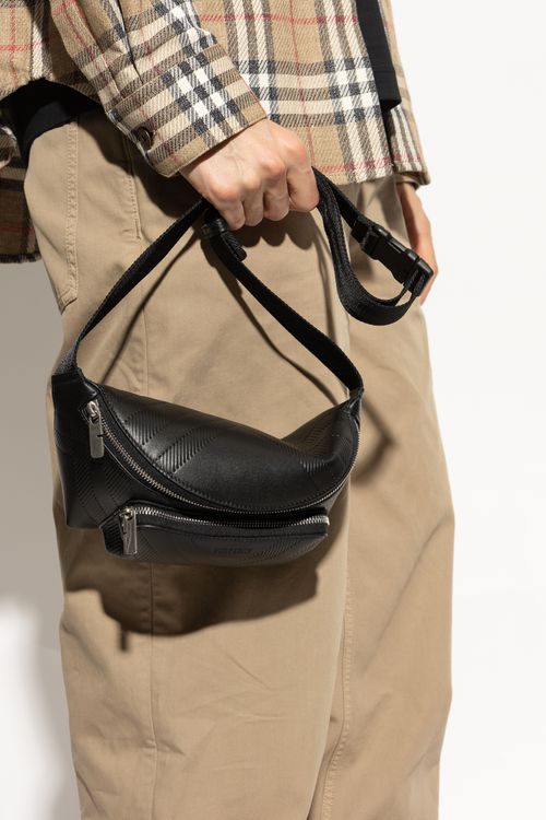 Burberry Leather Waist Bag, Men's, Black