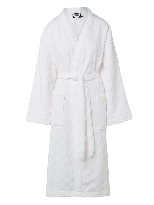Monogram-jacquard cotton bath robe - White