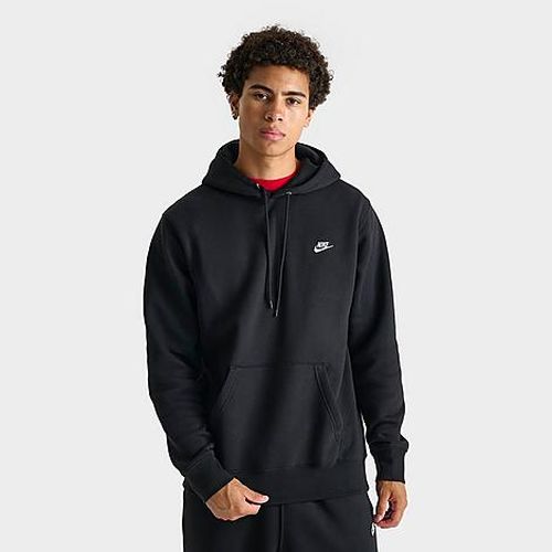 Men's Club Fleece Premium Embroidered Pullover Hoodie in Black/White