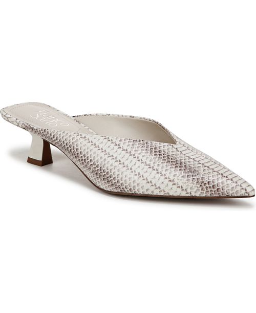Women's Jayda Pointed Toe Kitten Heel Mules - Grey Snake Print Faux Leather