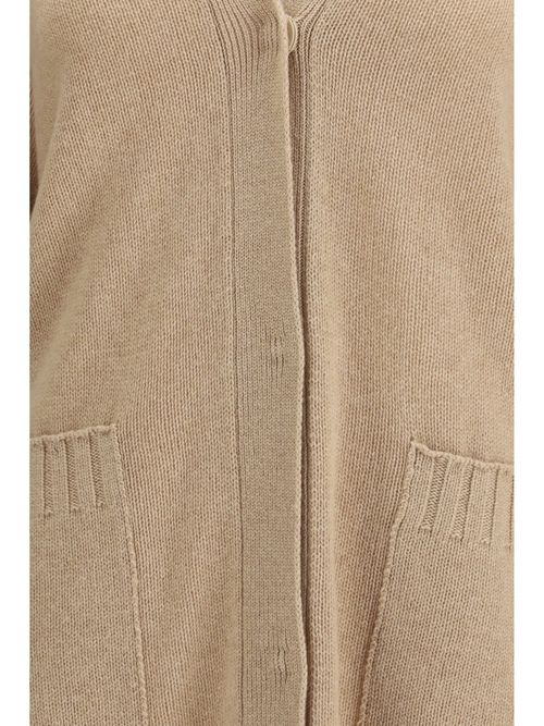 Fine Knit V-Neck Cardigan — Beige
