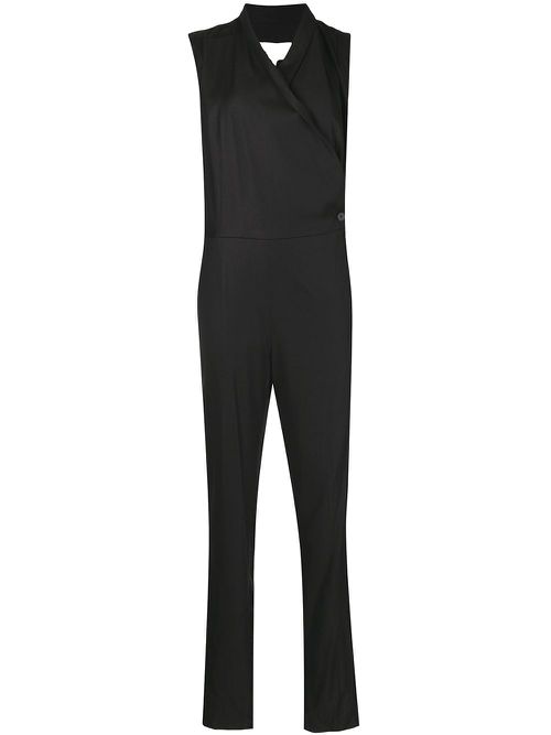Wrap-style sleeveless jumpsuit - Black