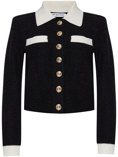 Button-fastened knit top - Black