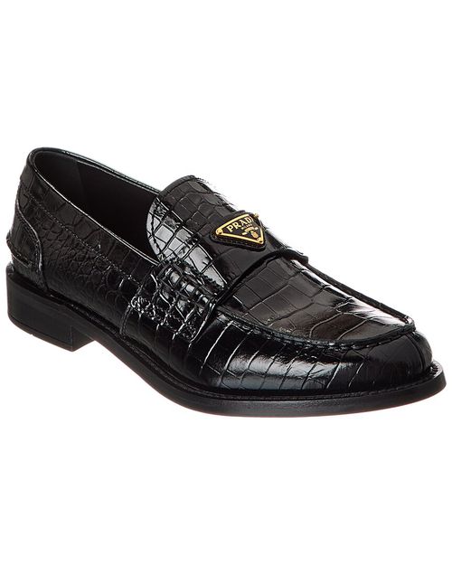 Prada Croc-Embossed Leather Loafer