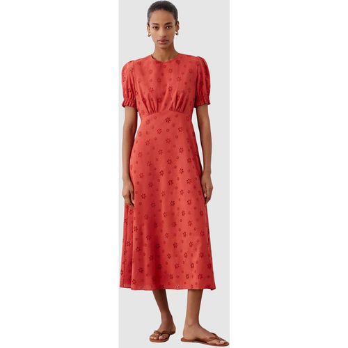 Finery London Mela Broderie Anglaise Midi Dress In Scarlet