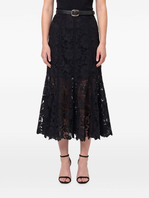 Lace Midi Skirt — Black