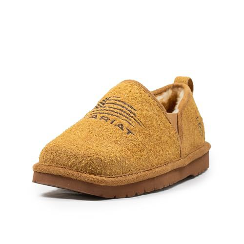 ARIAT Men's Square Toe Indoor & Outdoor Rubber Bottom Lasso Suede Slippers