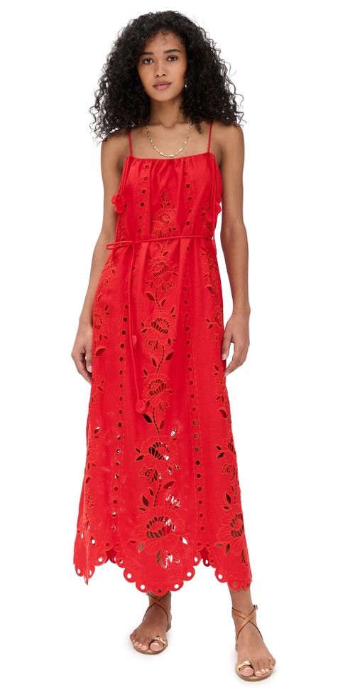 white christmas dresses Farm Rio Women's Botanical Beauty Laces Cup Midi Dress – Saint Bernard