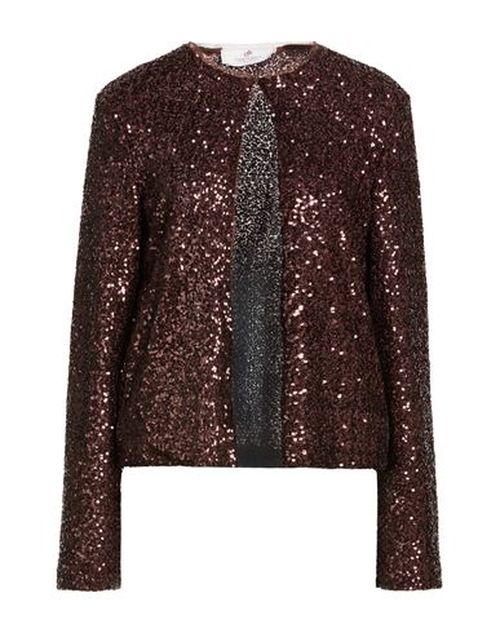 Woman Jacket Dark brown Size 12 Polyester, Elastane