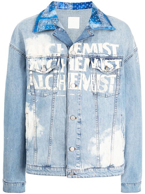Logo-print denim jacket - Blue