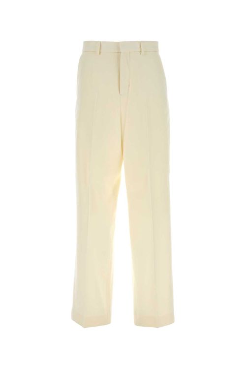 Virgin Wool Wide-Leg Trouser — Ivory