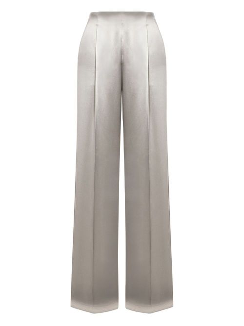 Satin high-waisted trousers - Grey