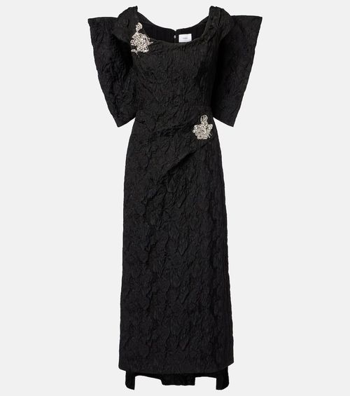 Embroidered cloque jacquard gown