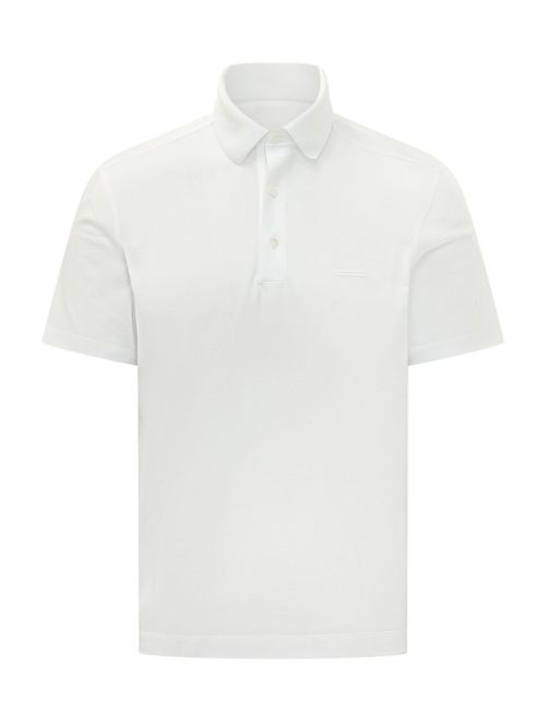White Solid Shirt Collar Polo
